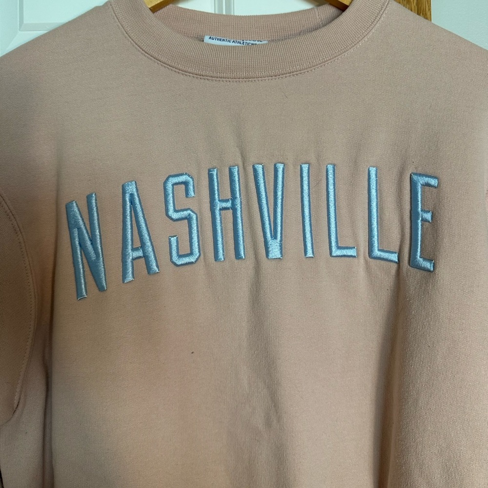 Nashville Embroidered Pink & Blue Crewneck Sweatshirt - Picture 3 of 4